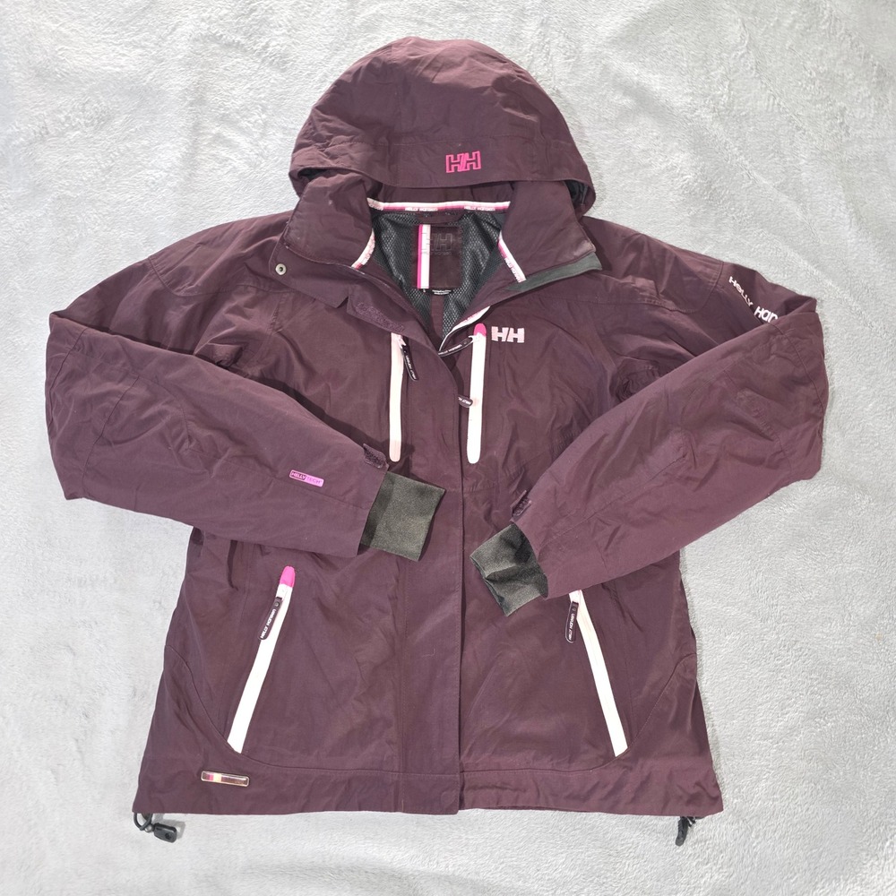 Helly Hansen Helly Tech Ski Jacket Womens Large Plum Pink Waterproof Hooded